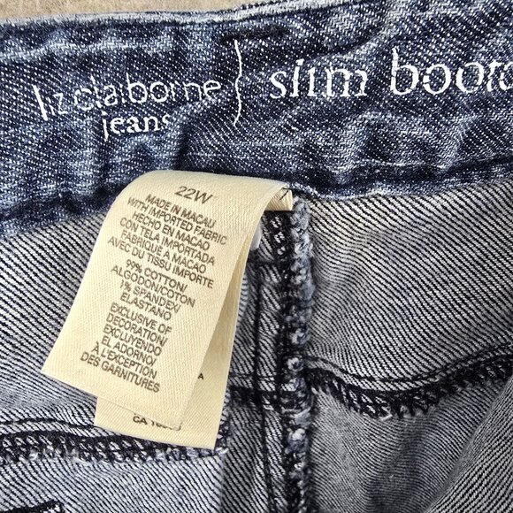 Liz Claiborne Womens Slim Bootcut Jeans Dark Wash Size 22W Cotton Blend Stretch - Picture 4 of 6